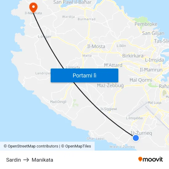 Sardin to Manikata map