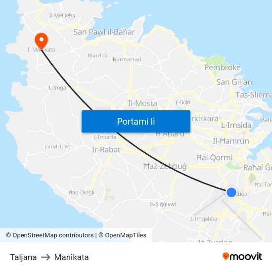 Taljana to Manikata map