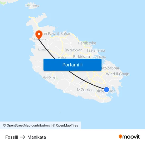 Fossili to Manikata map