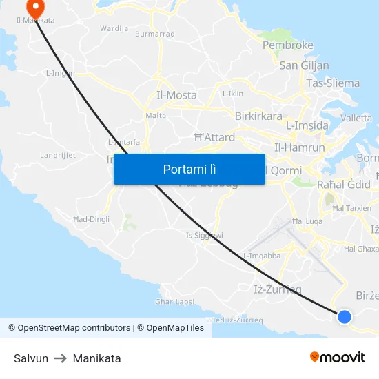 Salvun to Manikata map