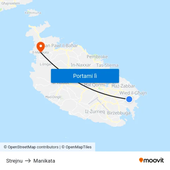 Strejnu to Manikata map