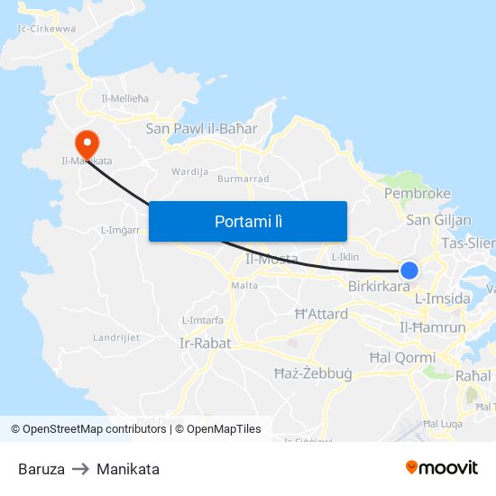 Baruza to Manikata map