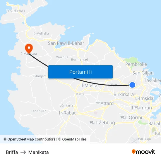 Briffa to Manikata map