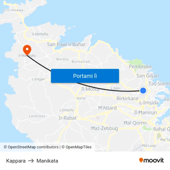 Kappara to Manikata map