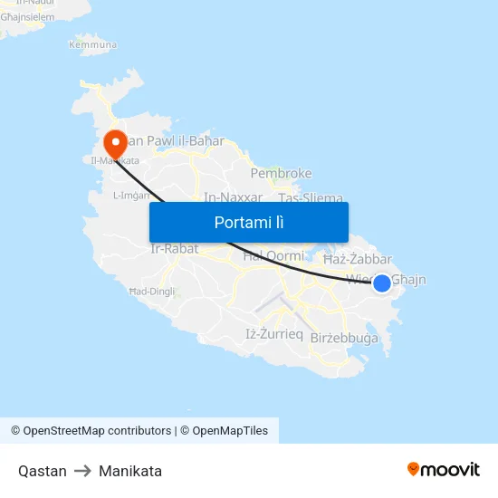 Qastan to Manikata map