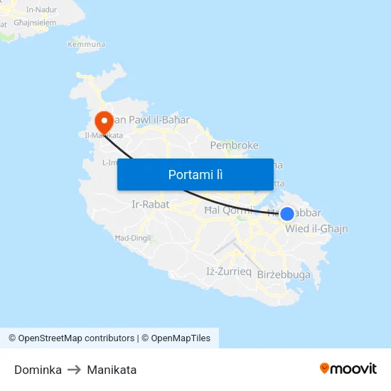 Dominka to Manikata map