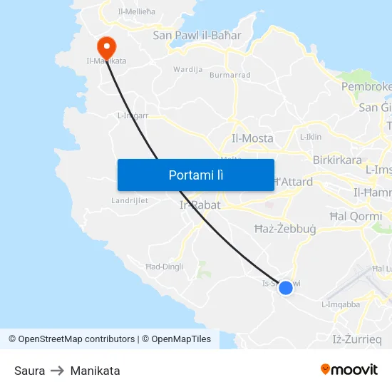 Saura to Manikata map