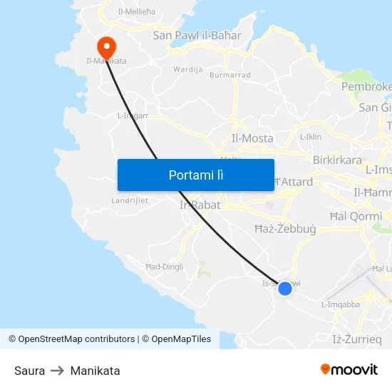 Saura to Manikata map