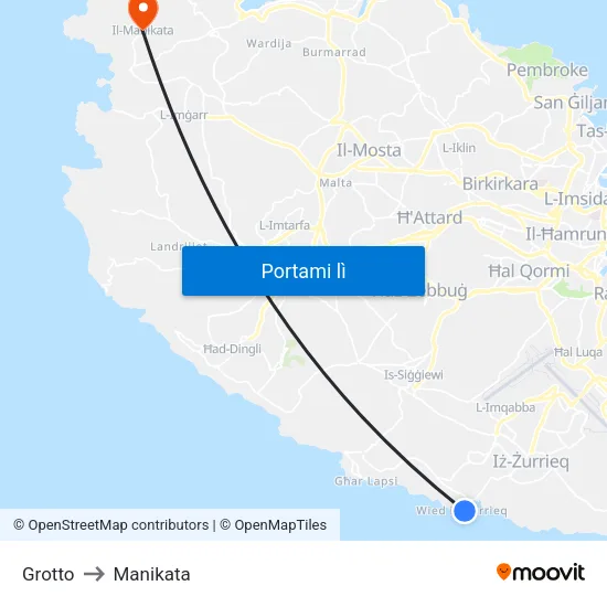 Grotto to Manikata map