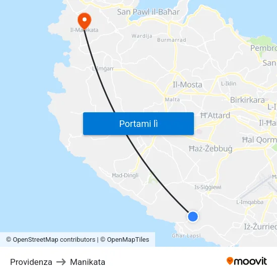 Providenza to Manikata map