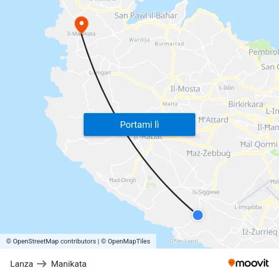 Lanza to Manikata map