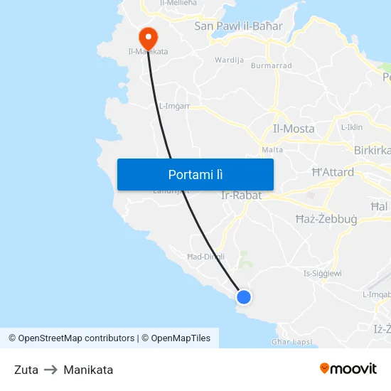Zuta to Manikata map