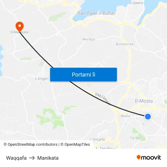 Waqqafa to Manikata map