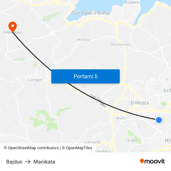 Bajdun to Manikata map