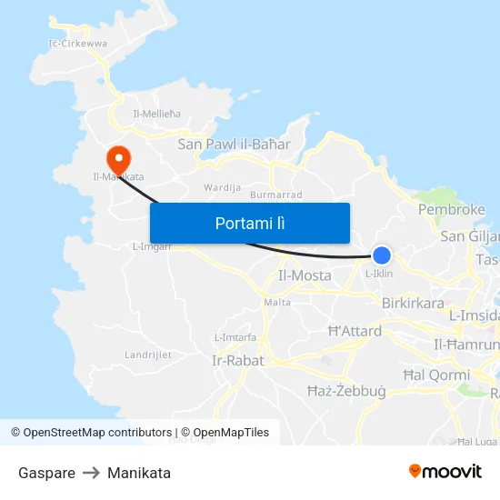 Gaspare to Manikata map