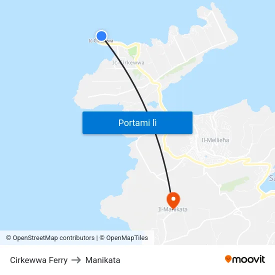 Cirkewwa Ferry to Manikata map
