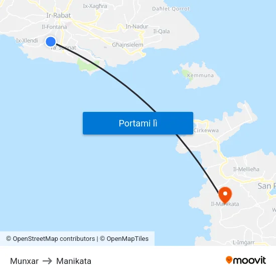 Munxar to Manikata map