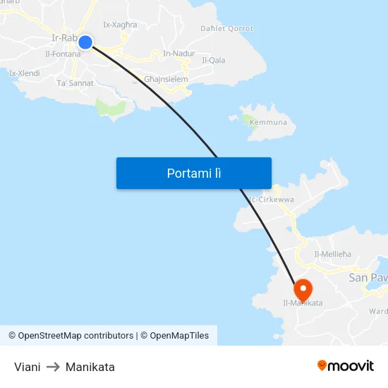 Viani to Manikata map