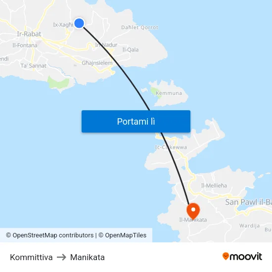Kommittiva to Manikata map