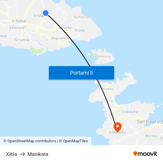 Xibla to Manikata map