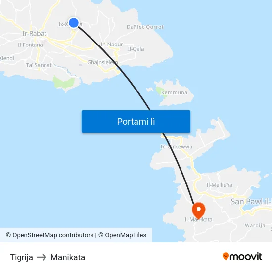 Tigrija to Manikata map