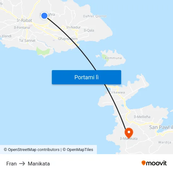 Fran to Manikata map