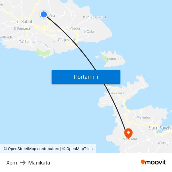 Xerri to Manikata map