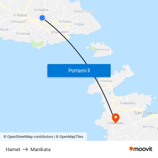 Hamet to Manikata map