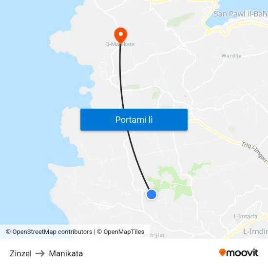 Zinzel to Manikata map
