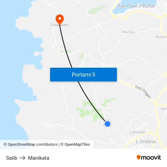 Salib to Manikata map