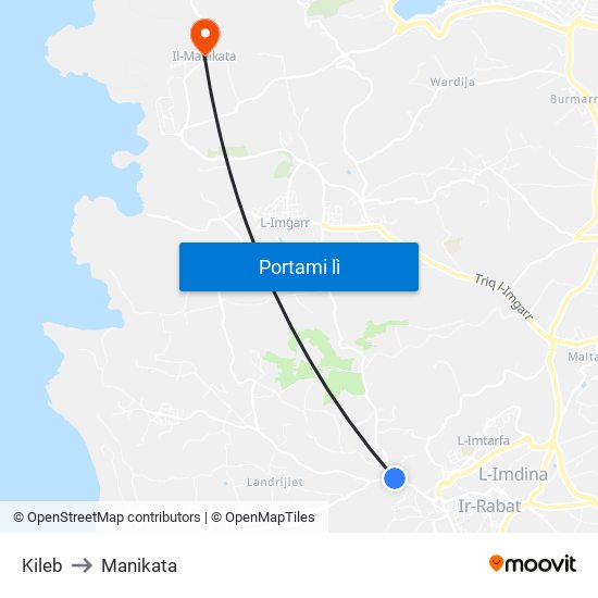 Kileb to Manikata map