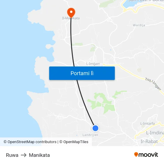 Ruwa to Manikata map