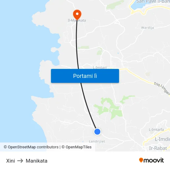 Xini to Manikata map