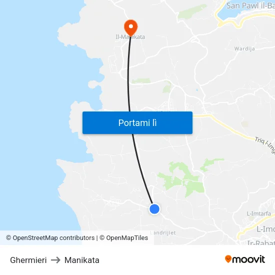 Ghermieri to Manikata map