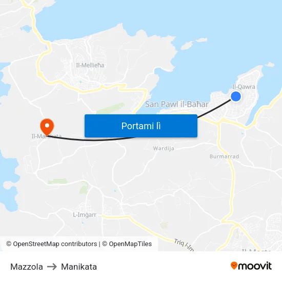 Mazzola to Manikata map