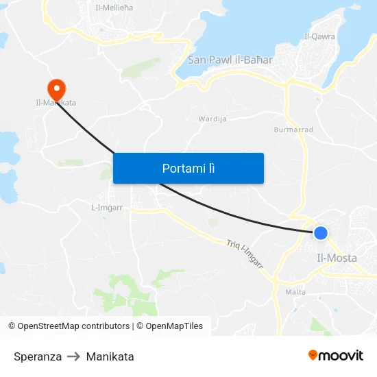 Speranza to Manikata map