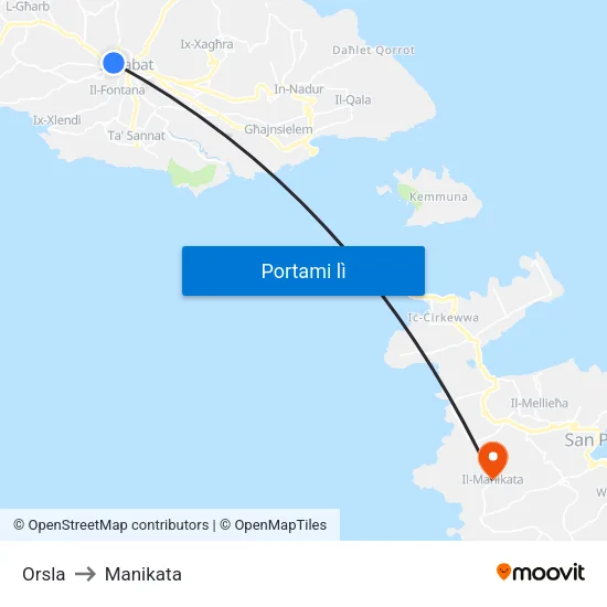 Orsla to Manikata map