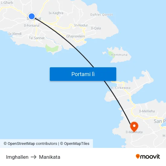Imghallen to Manikata map