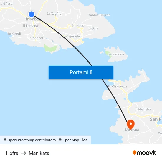 Hofra to Manikata map