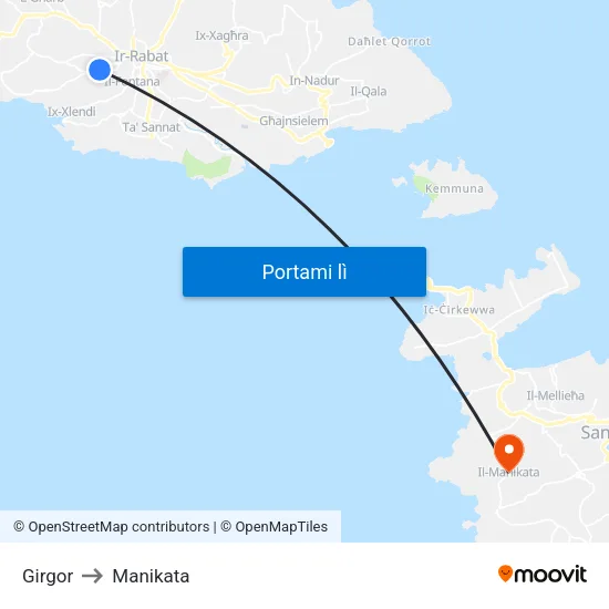Girgor to Manikata map