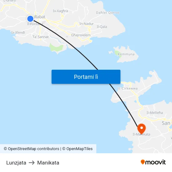 Lunzjata to Manikata map