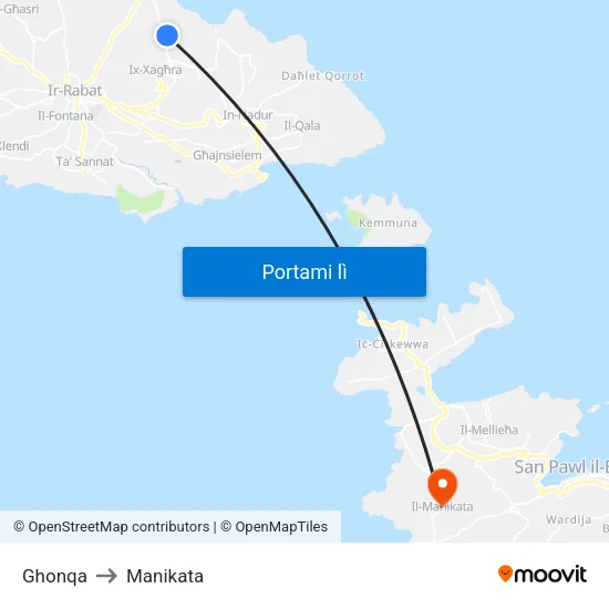 Ghonqa to Manikata map