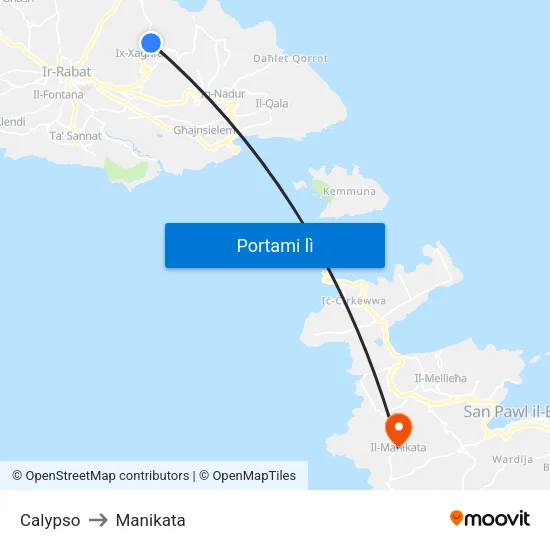 Calypso to Manikata map