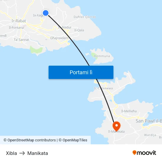 Xibla to Manikata map