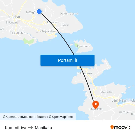 Kommittiva to Manikata map