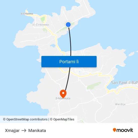 Xmajjar to Manikata map