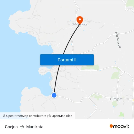 Gnejna to Manikata map
