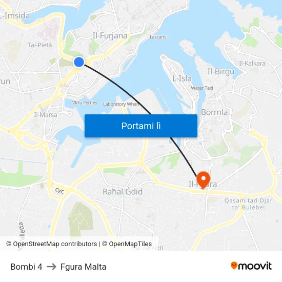 Bombi 4 to Fgura Malta map