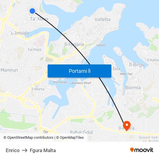 Enrico to Fgura Malta map