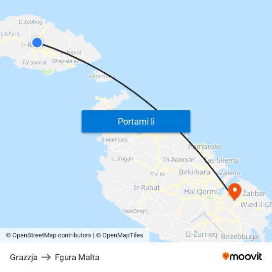Grazzja to Fgura Malta map